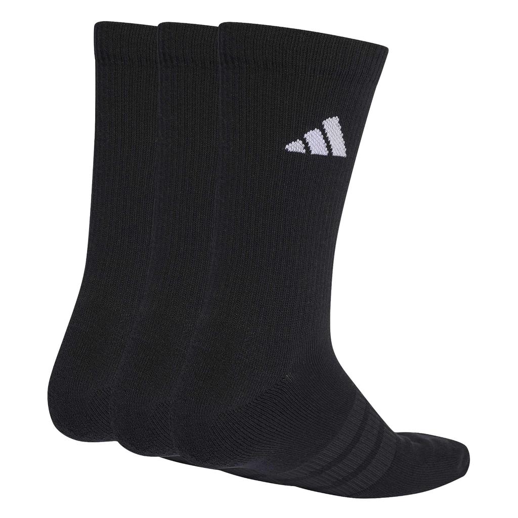Adidas Essentials Cushion Crew Unisex Size M 3-Piece Socks, Adult, D5273, Black/Black/White (KC9626),