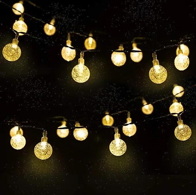 Neue Solar Kristallkugel LED Lichterkette LED Solar Außenlicht IP65 Lichterkette Hochzeitsgirlande für Gartenparty-Dekor