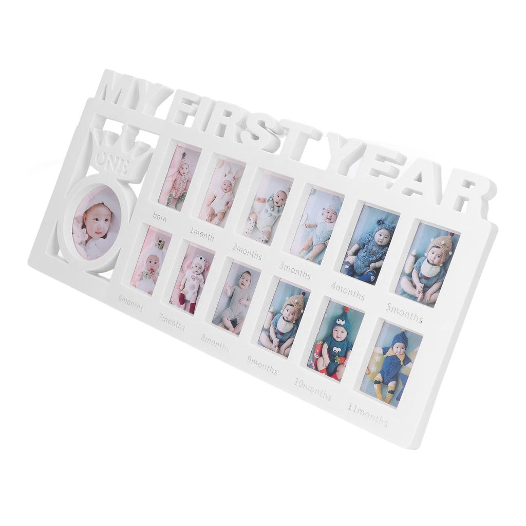 Newborn Photo Frame Durable Polished 12 Small Picture Frames Record Baby"s Monthly Growth Baby