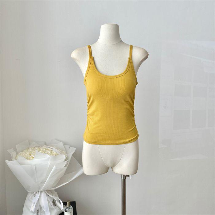 Vestă cu bretele Hot Girl pentru femei În vară Nouă Slim și spate frumos Purtare în interior și exterior Top versatil scurt cu culoare solidă