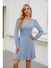 2026 Trendy Women's Square Neck Lantern Sleeve Babydoll Dress with Pockets