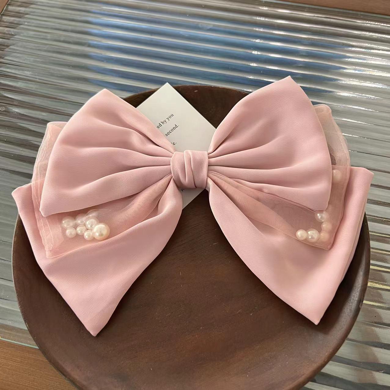 French Pearl Bow Hair Clip: Cute Princess Style, Fashionable & Versatile розовый