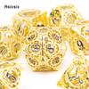 7 Pcs Yellow Blue Gear Wheel Metal Dice Hollow Metal Polyhedral Dice Set Suitable for Role-Playing RPG  Board Game Card Game