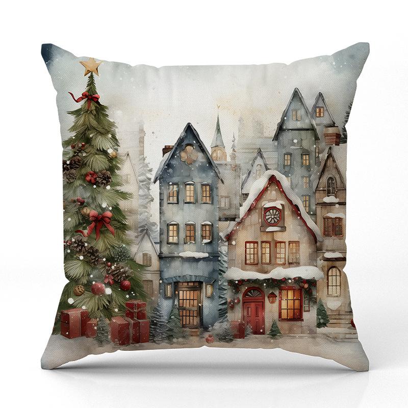 Christmas Snowman Print Pillow Case New Home Sofa Cushion Indoor Versatile Cushion Cushion