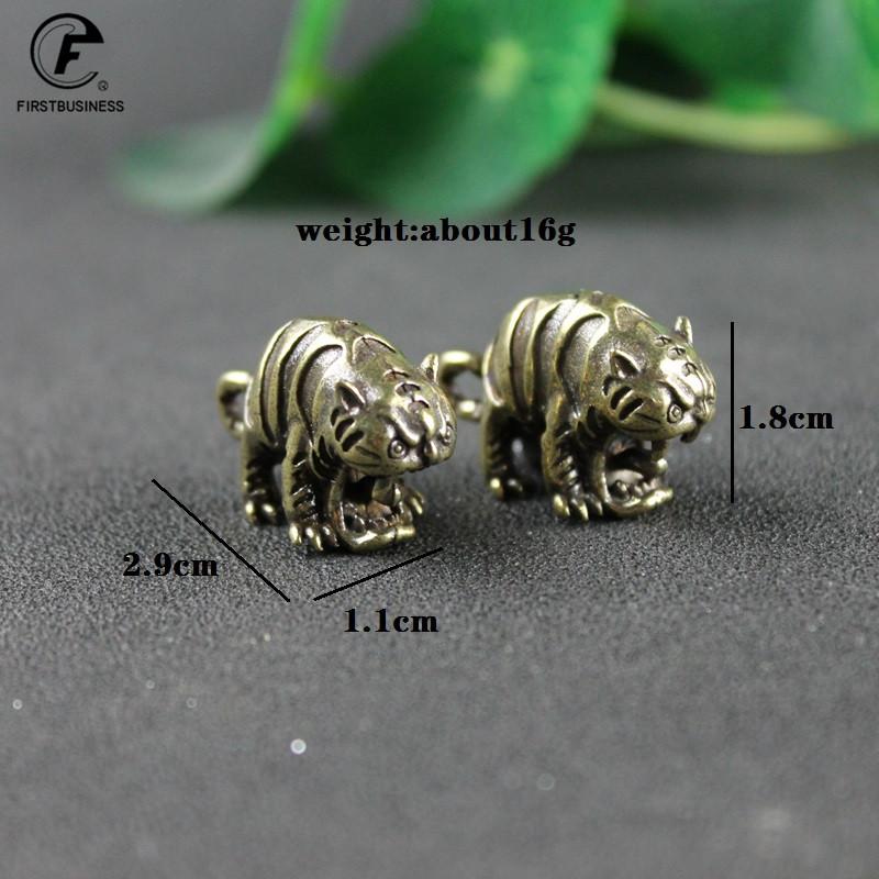 Retro Brass Tiger Cute Cartoon Miniatures Figurines Desktop Ornaments Decorations Crafts Keychains Solid Copper Zodiac Animal