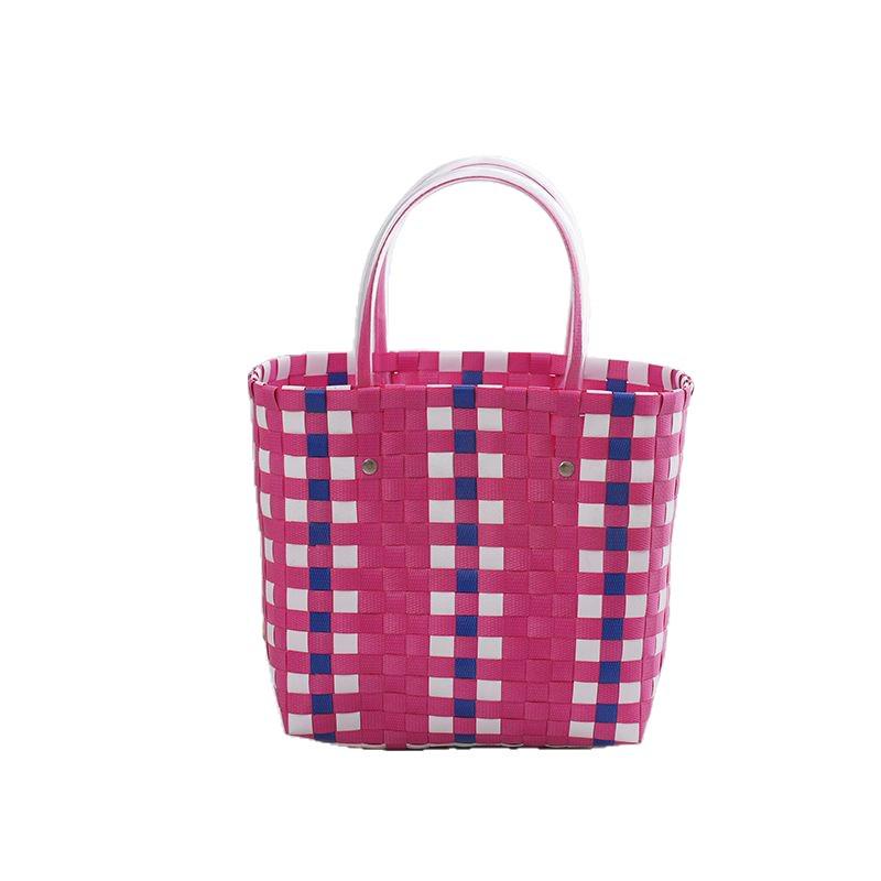 Handmade PVC Woven Bag: Versatile Home, Vegetable, Bath, and Beach Basket