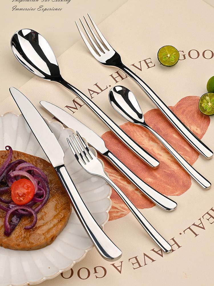 Thickened 304 Stainless Steel Tableware, Restaurant Steakhouse Grade, Hotel Knife, Fork, Spoon, Practical, Noble, Durable Set