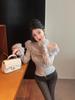 Feel French Lace Slimming Sweet Patchwork Long Sleeve Thinning Fur Collar Women's Autumn Top