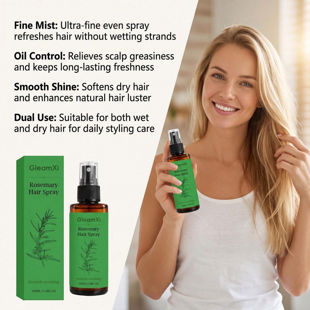 Rosemary Hair Serum, Deep Moisturizing Hair Care Spray, Repairs Damaged Hair, Tames Frizz, Improves