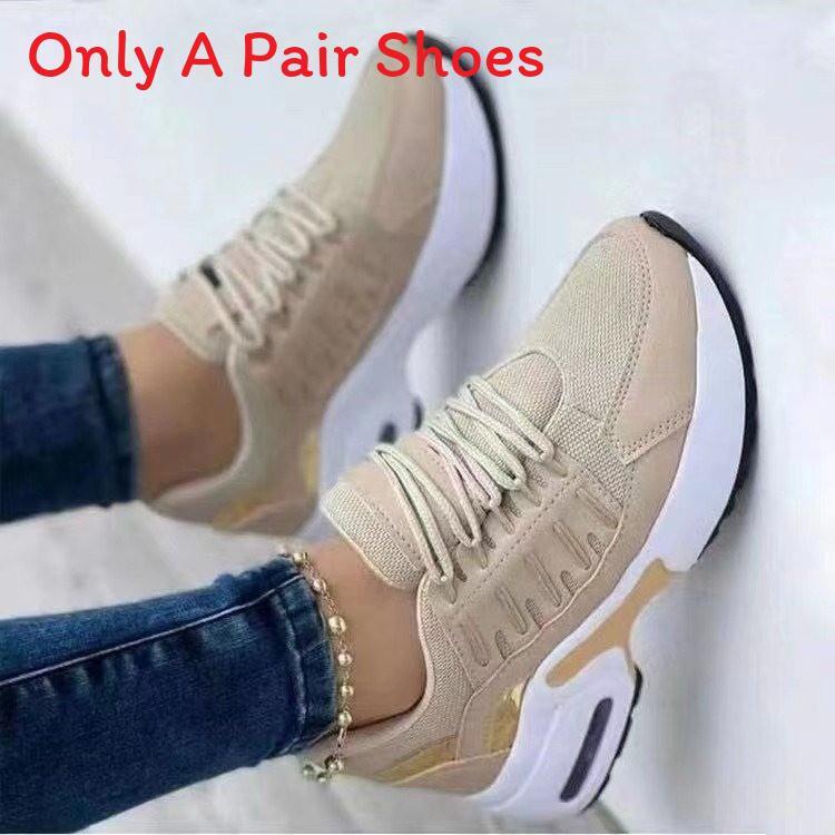 Athletic Womens Mesh Sneakers With Thick Sole And Closure For Casual Sport Wear