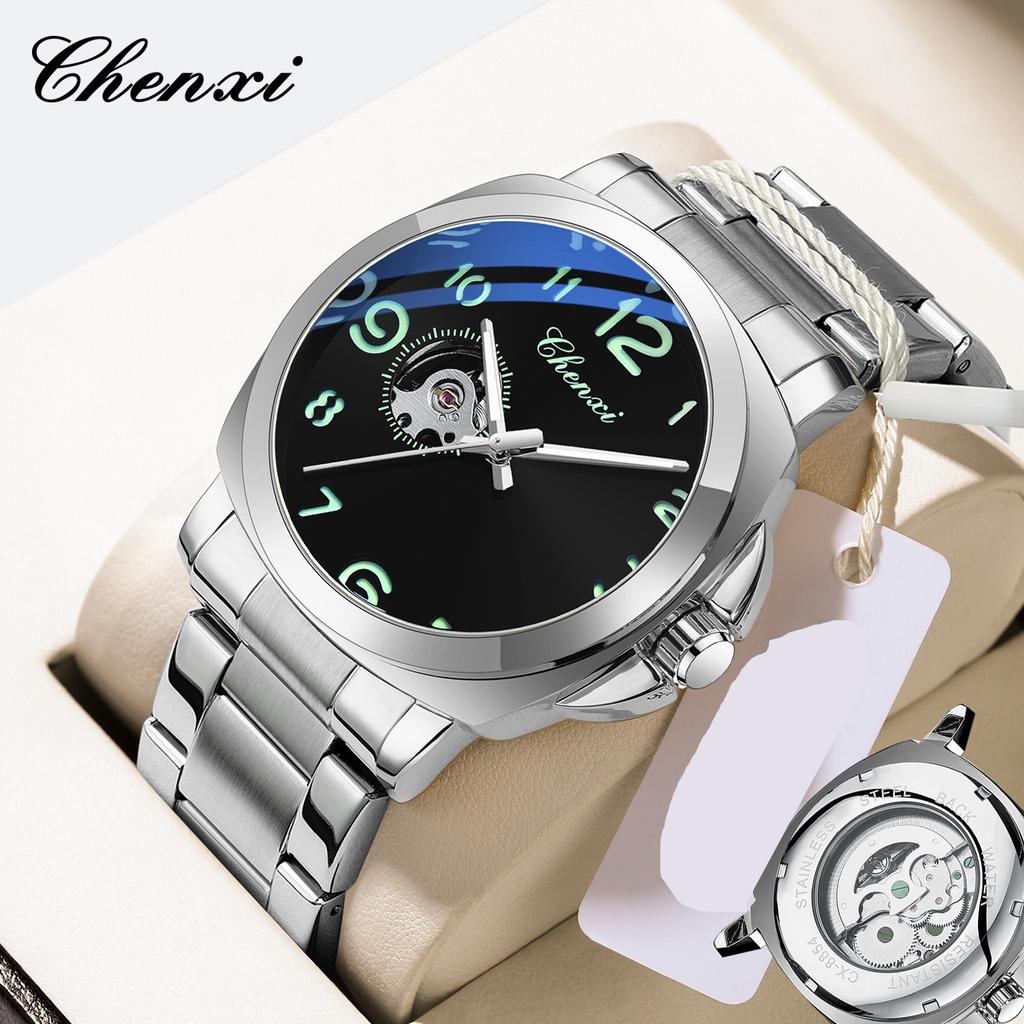 CHENXI Luxury Business Mechanical Watch Man Automatic Luminous 45mm Large Arabic Numerals Skeleton Dial Men's Watches Waterproof
