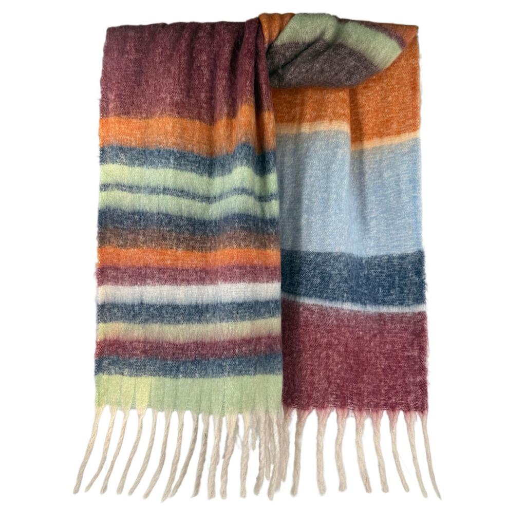Shawl scarf niche design high sense contrasting color scarf scarf fringed shawl