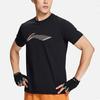 Li Ning Fitness Series Logo Print Casual Moisture-Wicking Quick-Dry Short Sleeve T-Shirt Men Tops Black ATSS605-1