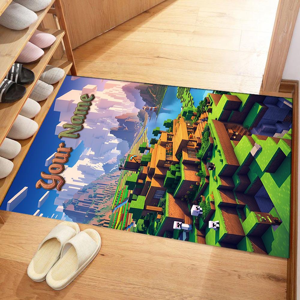 Minecraft Personalized Text Area Rug Design For Bedrooms Study Room Living Rooms Kitchen Antislip Carpet Anime Office Decor Wedding Party Gift