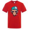 Cotton Tops Smoking Monkey Cartoons Short Sleeve Men Personality Street T-Shirts Loose Oversized Tees Breathable Soft Clothing