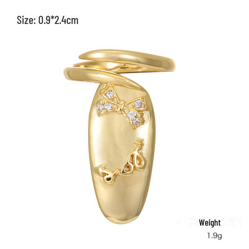 Kenjie Verkupferter, vergoldeter und Zirkonia-eingelegter verstellbarer Nagelring für Damen – europäischer und amerikanischer Stil