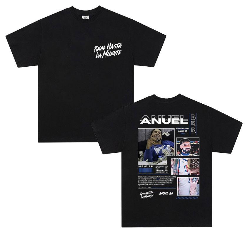 Rapper ANUEL AA Real Hastala Muerte Tour 2025 new Album T Shirt Men Retro Hip Hop Fashion Cotton Short Sleeve Tshirt Streetwear