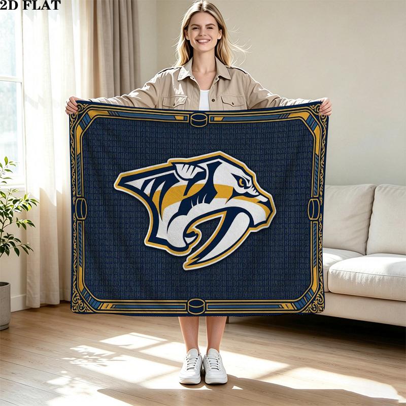 Nashville Predators Print Flannel Blanket High Quality Warm Comfortable Cover for All Seasons Perfect for Gifts Home Decor