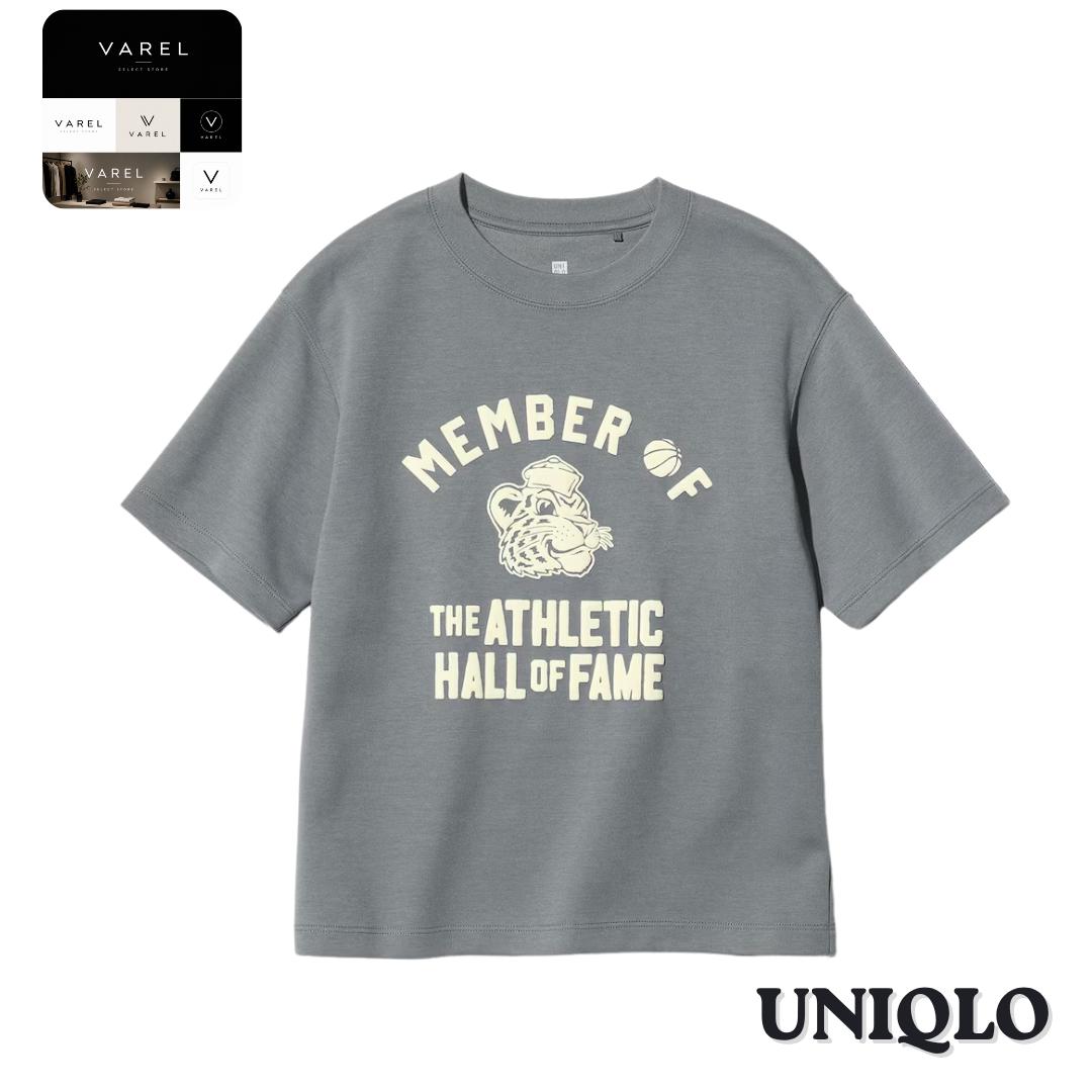 UNIQLO 483421 AIRism Cotton Graphic Crew Neck T-Shirt GRAY Kids Japan 150 серый