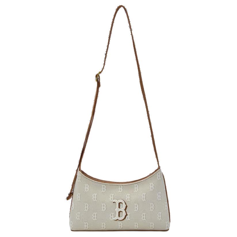 MLB Vintage Boston Red Sox 25SS All Over Print Fashion Retro Commuter Cotton Shoulder Crossbody Bag Unisex bags Beige 3ACRM015N-43BGL Greige
