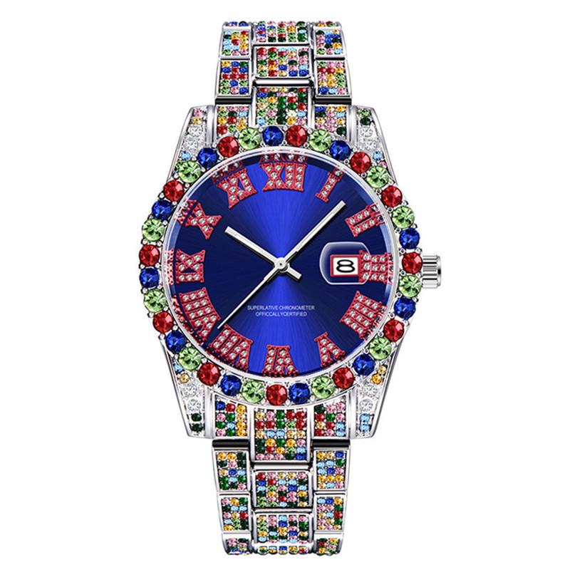 

Hip-Hop Men s Diamond-studded Water Ghost Calendar Quartz Watch