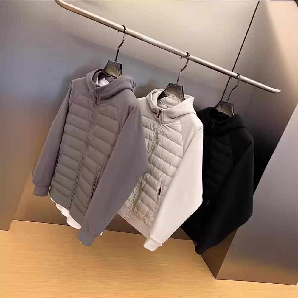 "Men's Winter Trendy Hooded Cotton Jacket: Loose, Versatile, Casual, Solid Color Splicing, Couples' Design."