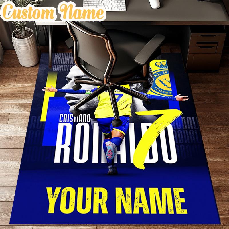 Custom Name Football Ronaldo Rug Office Rug Chair Mat Non Slip Carpet Rugs for Bedrooms Dining Room Living Room Home Decor gifts