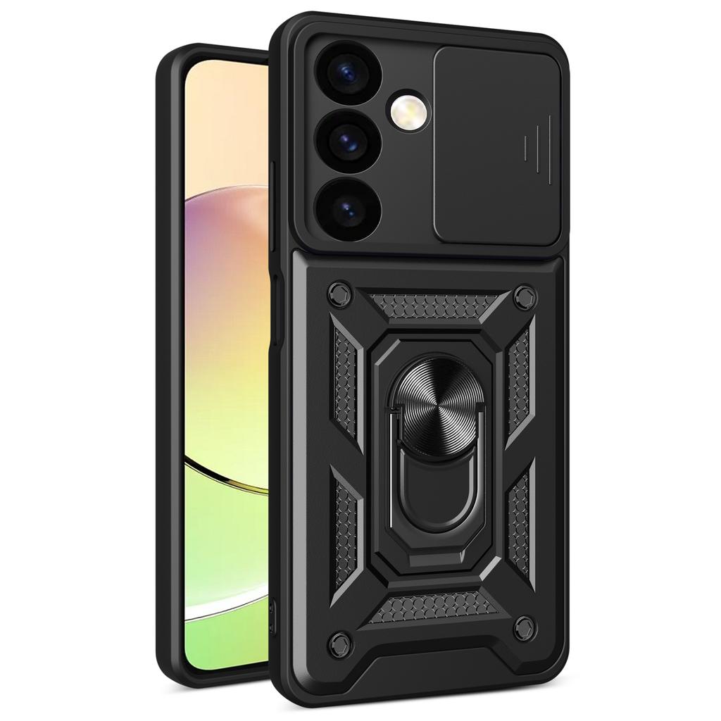 For Samsung Galaxy S24 Case Anti-drop Slide Lens Protection Scratch-resistant PC+TPU Phone Cover