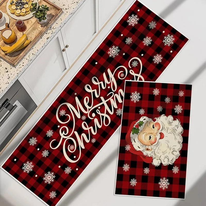 Christmas Floor Mat Funny Anti Slip Carpet for Kitchen Bedroom Living Room Kids Door Mats Holiday Party Home Rug Decor