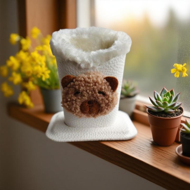 1 Stück Plüschgefüttertes Brillenetui - Niedliches Tierdesign, Kunstleder, Ideal für Schreibtisch oder Nachttisch, Schützt Brillen und Stifte