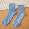 Non-shedding Coral Fleece Socks - Women's Solid Color Anti-slip Adhesive Socks for Winter and Autumn Warmth - Towel Half Fleece Floor Socks