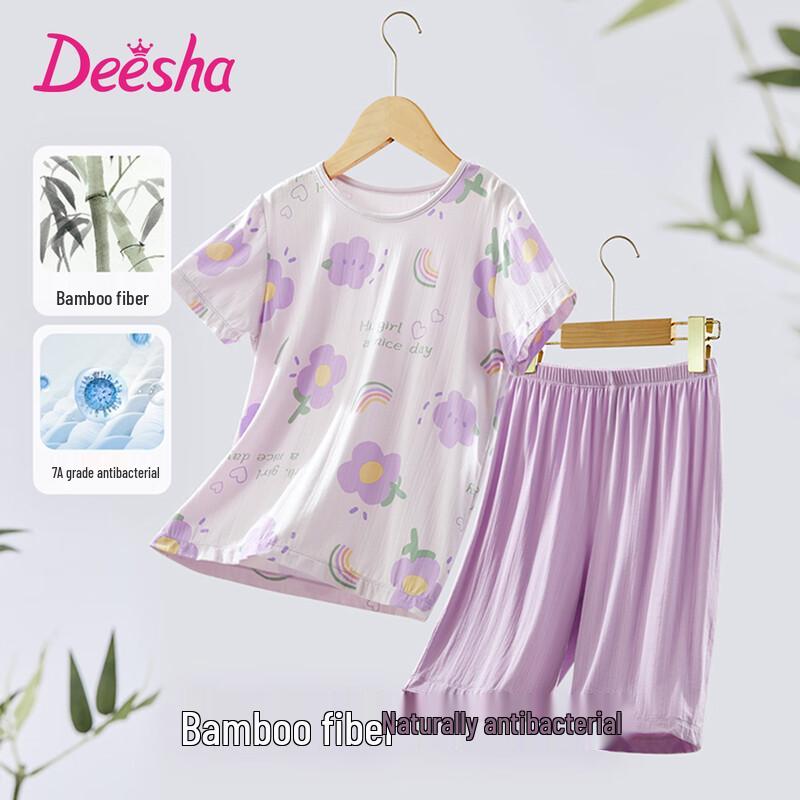 DEESHA Girls  7A Antibacterial Bamboo Fiber Summer Pajama Set 150