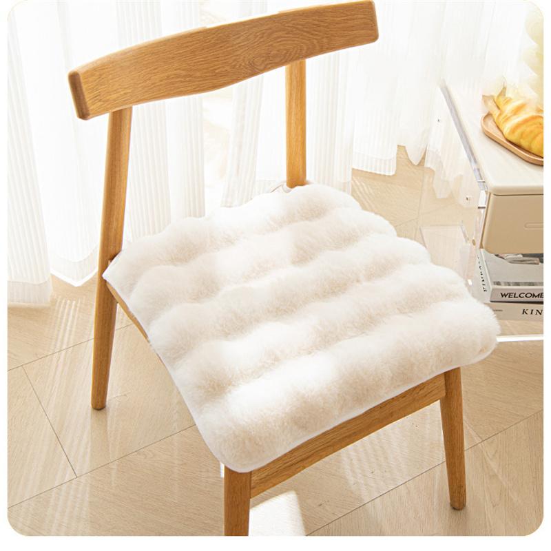 

Квадратный сплошной цвет, зимняя утолщенная плюшевая теплая подушка для сиденья, подушка для стула, подушка для обеденного стула, тканевая подушка, осенне-зимнее украшение дома 40*40cm белый