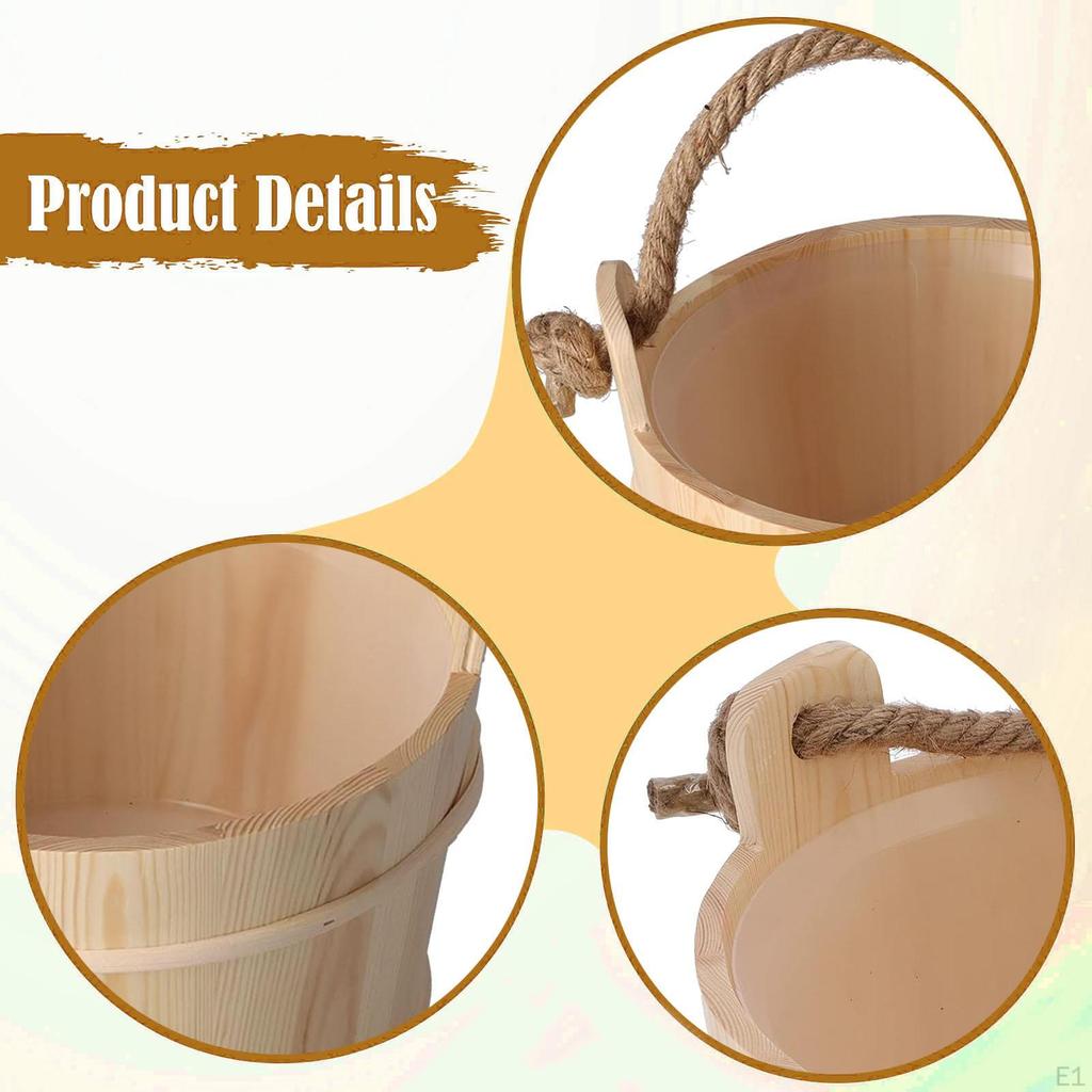 Wooden Sauna Bucket Water Sturdy Rope Handle Professional Versatile Accessories