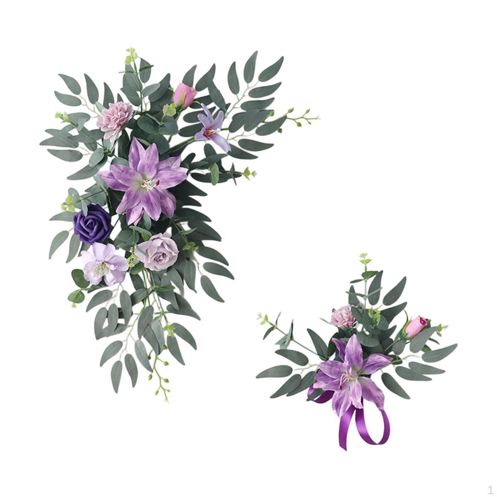 2 Pieces Wedding Arch Flowers Artificial Floral Swags Gifts Versatile Rustic Flower Arrangement