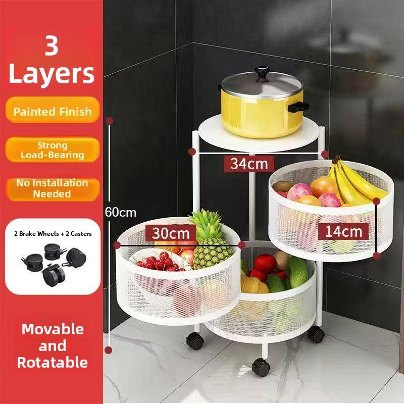 

Home Use Rotating Multi-Layer Mobile Storage Ra Frie Vegetable Fruit Storage elf Kitchen Organization No Installation