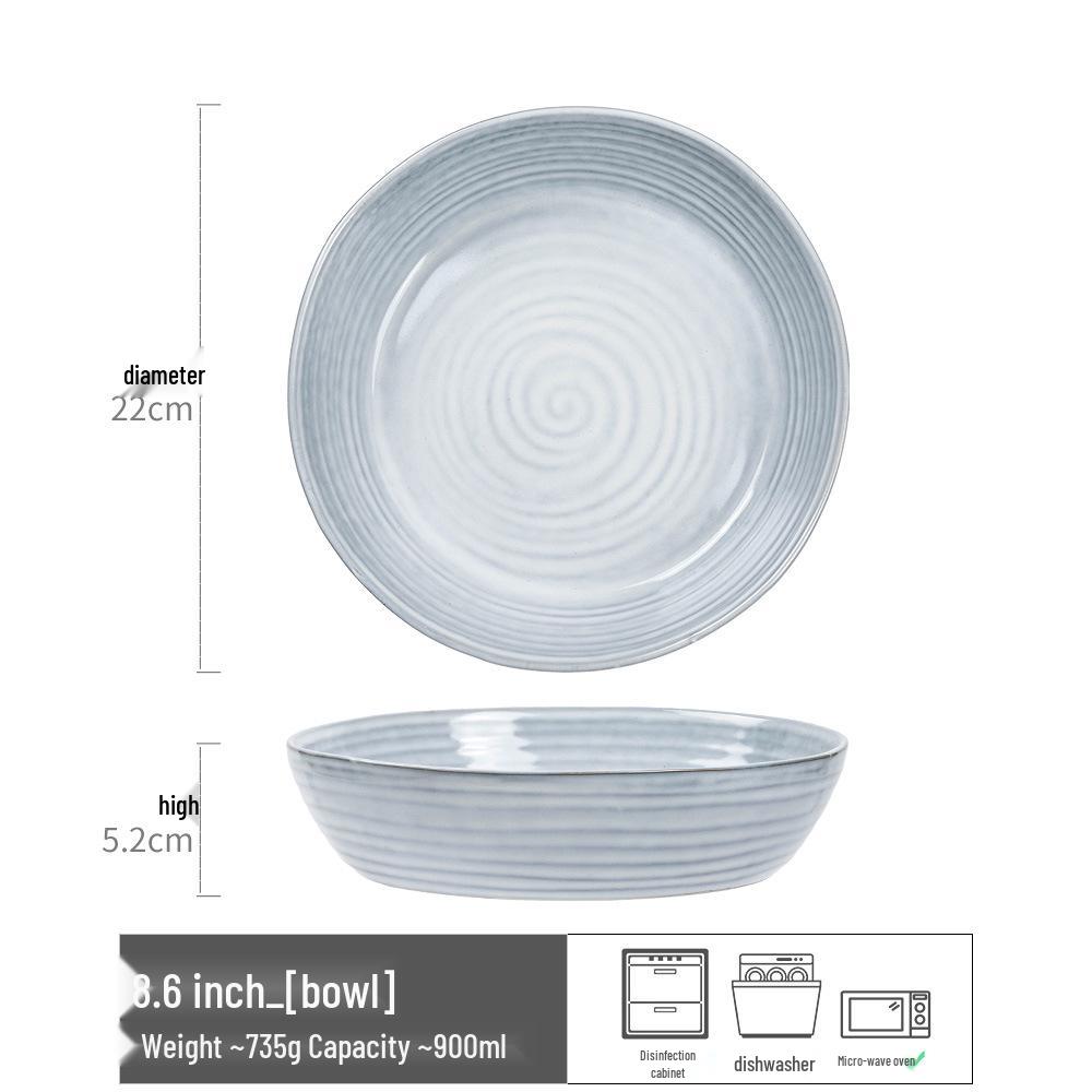 

Large Japanese Ceramic Threaded Bowl – Versatile Round Dish for Home or Restaurant Use