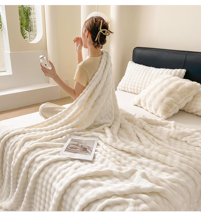 Verdickte Korallenfleece Kaninchen Plüschdecke für Bett und Büro