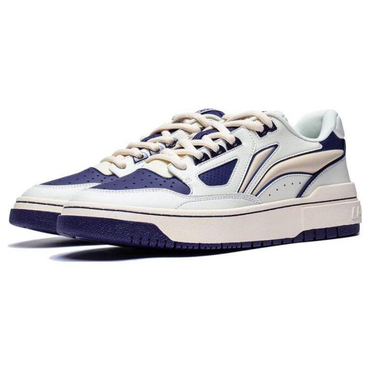 Li Ning Rookie 2 Slip Resistant Abrasion Resistant Low Top Skateboard Shoes Men's White Blue ABCT039-2