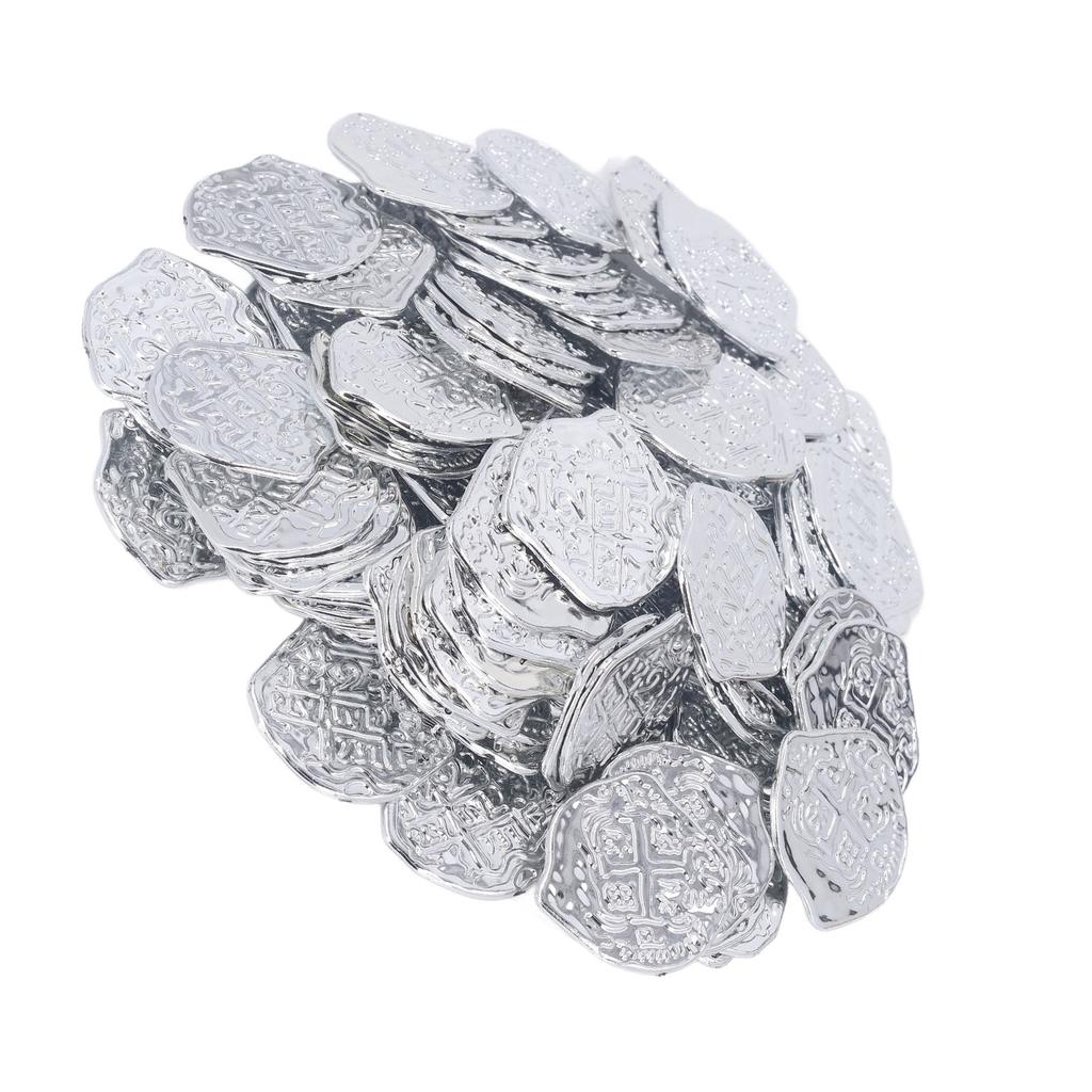 100pcs Pirate Coins Decor High Simulation Special Patterns Festival Decorative Coins for Halloween
