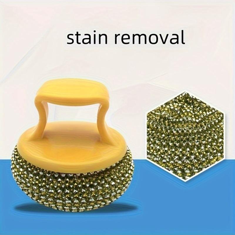 Stainless Steel Sponge Brush with Handle, Removable Decontamination Ball, Non-Stick & Oil-Free Dishwashing, Residue-Free Kitchen Cleaning Too