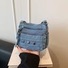 Womens Denim Crossbody Bag Casual Small Shoulder Purse Multi Zipper Handbag for Daily Use