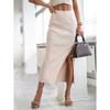 Summer New Slim and Sexy Professional Women's Clothing Ribbed Temperament Slit Button Half Skirt