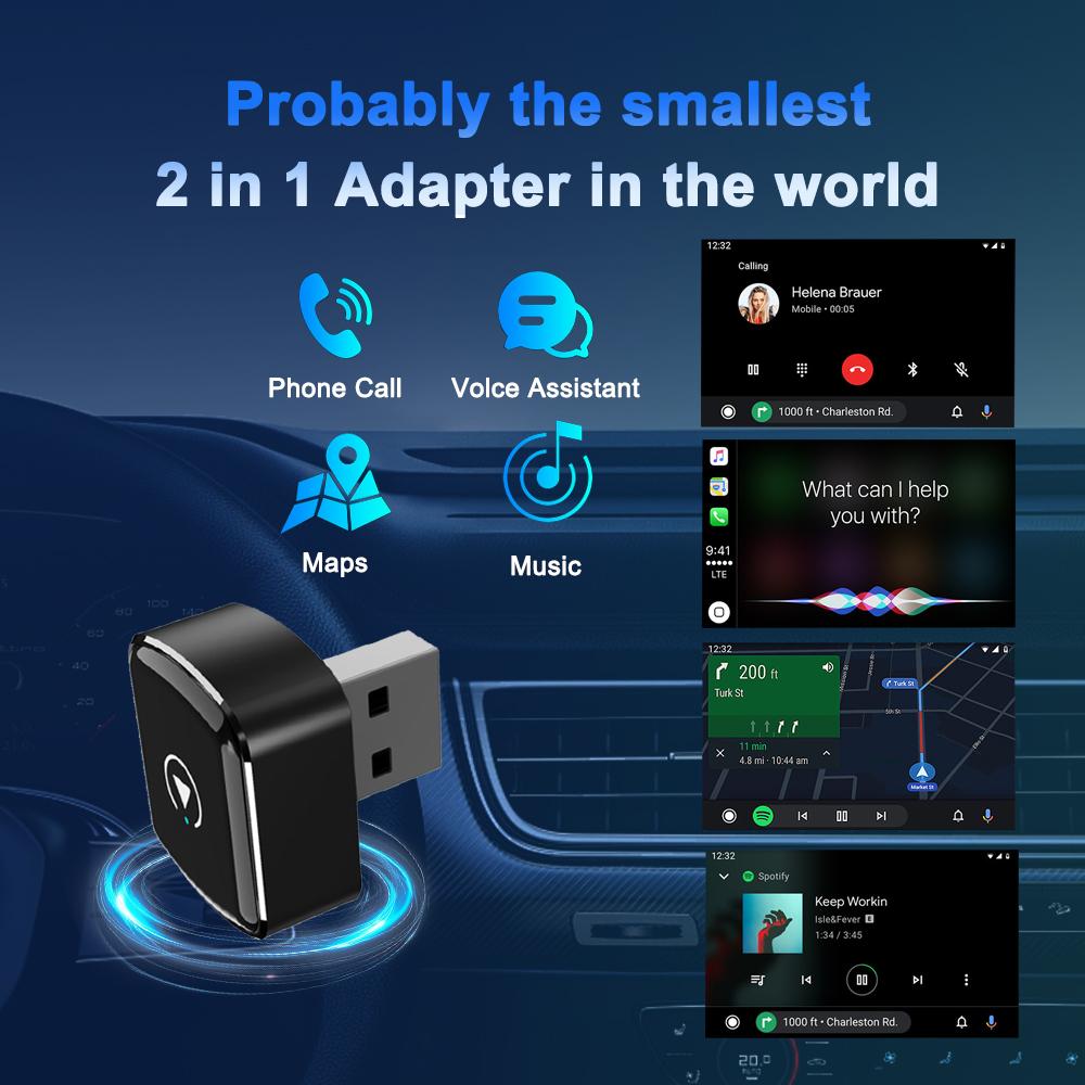 M26 2 in 1 For CarPlay/Android Auto Wired to Wireless Car Adapter 5.8G/2.4G Dual Band WiFi Bluetooth-compatible USB Dongle