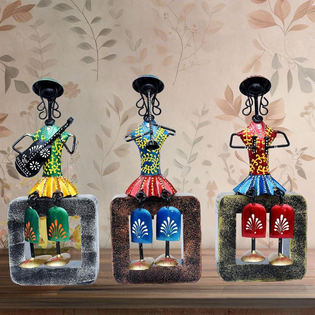 Musician Dolls Wall Hanging Metal Showpieces Handmade Iron Home Decor Tabletop Statues for Living Room