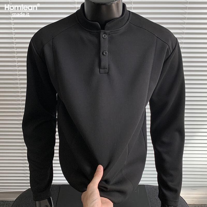 

Homlean Men s American Henley Long-Sleeve Polo T-Shirt HB98 L
