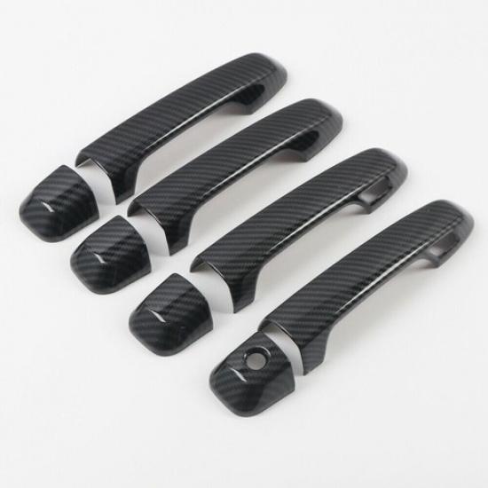 Carbon Fiber Door Handle Cover 8pcs Key holes Trim For Toyota 4Runner 2010-