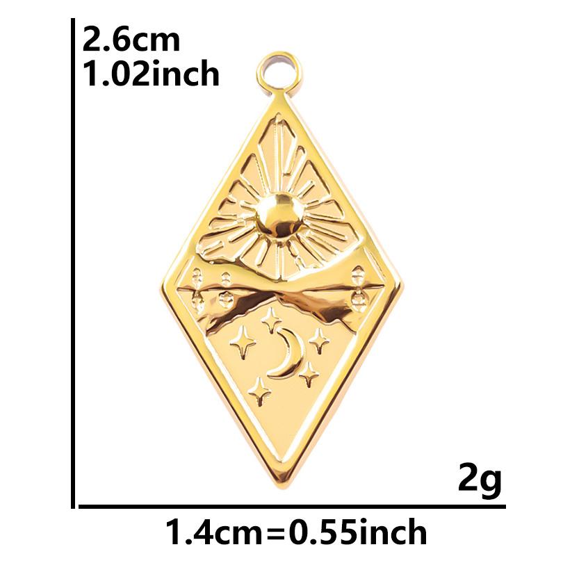 6pcs Real Gold Plated Sun Charms For Jewelry Making Supplies Stainless Steel Charm Pendants Heart Moon Thread Sunshine Material