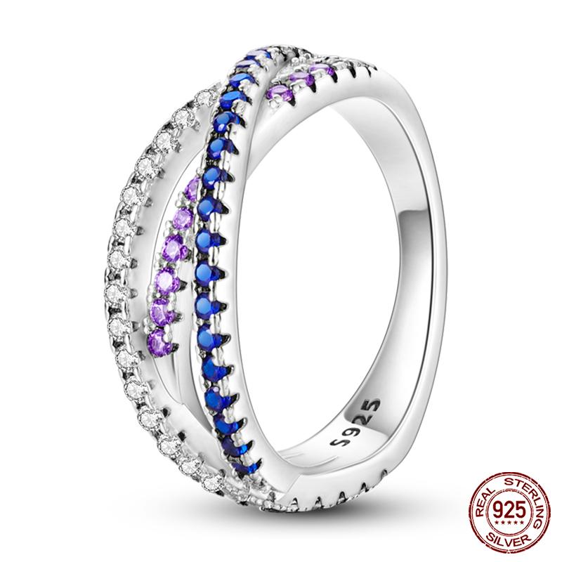 New Rings For Women 100% 925 Silver Star Moon Colorful Zircon Rings Fine Wedding Engagement Birthday Jewelry Gifts