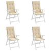 VidaXL Garden Chair Cushions High Back Set of 4 Beige Fabric 47543